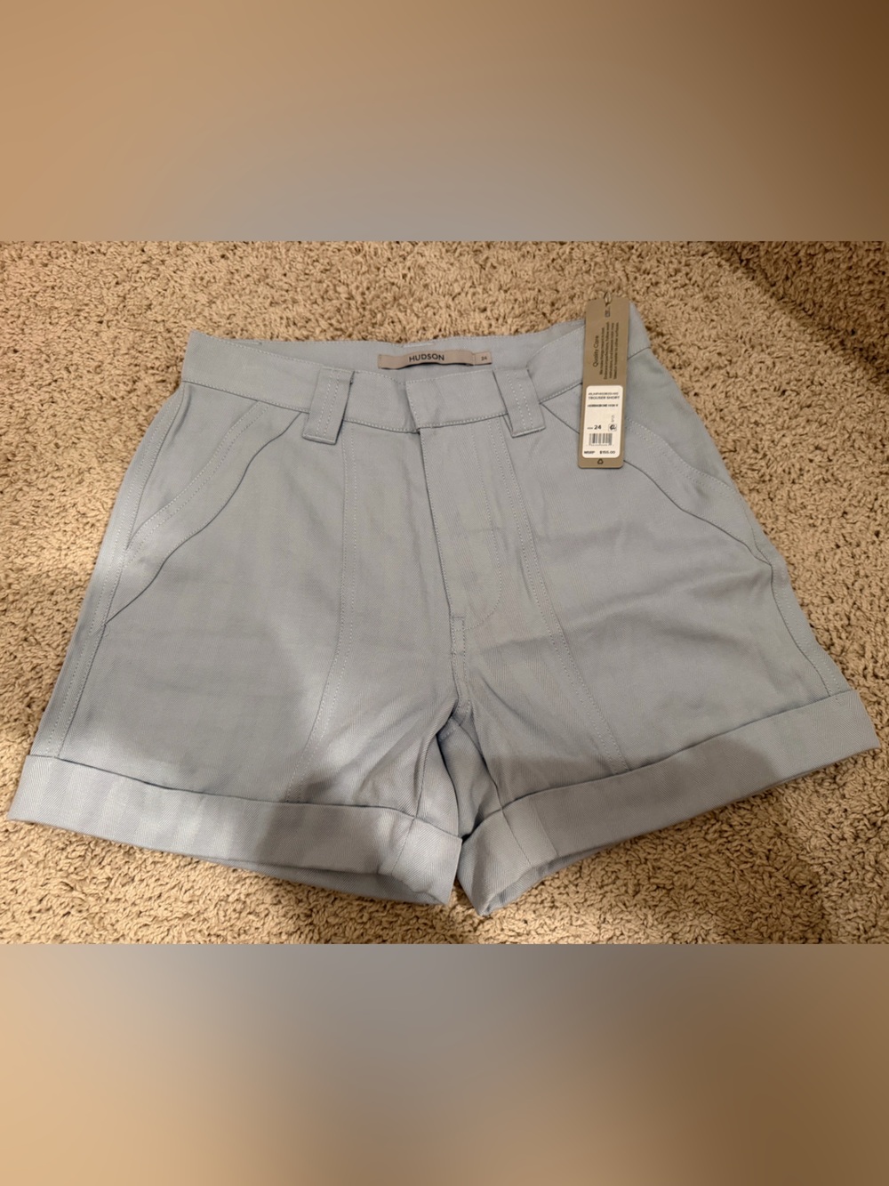 NWT HUDSON Herringbone High Rise Trouser Shorts Size 24